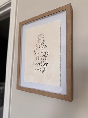 Framed "It's The Little Things That Matter Most" Wall Art - Natural Wood Frame